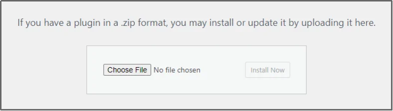 Click the upload plugin button in WordPress