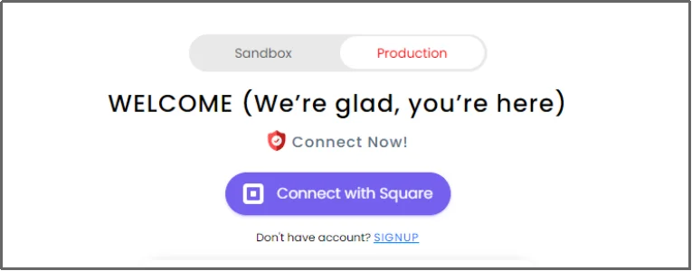 Click the connect with Square button