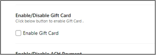 Enable or disable gift card option in plugin