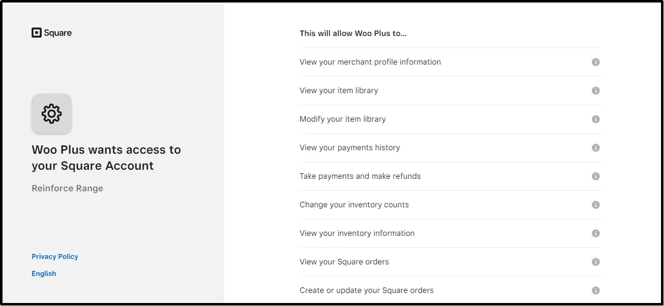 Requesting necessary permissions for WC Shop Sync integration