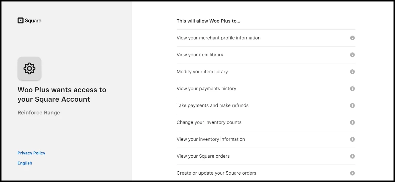 Request Necessary Permissions for Square Integration