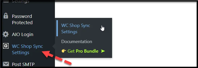 WC Shop Sync settings page in WooCommerce dashboard