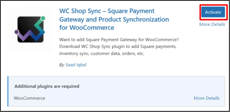 WC Shop Sync plugin type selection screen