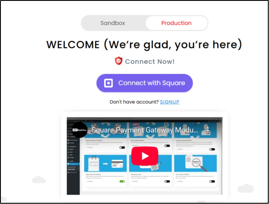 Square seller account connection step