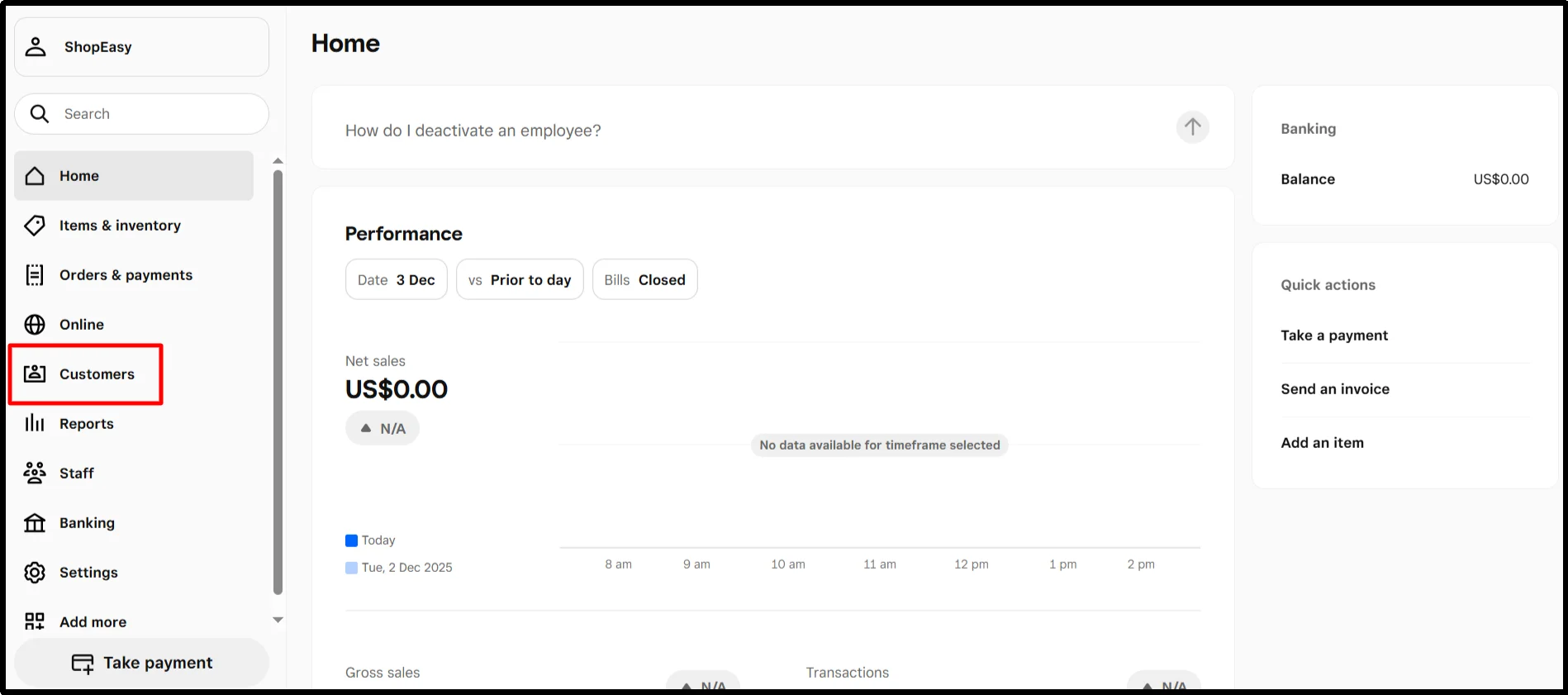 WooCommerce customers section in dashboard