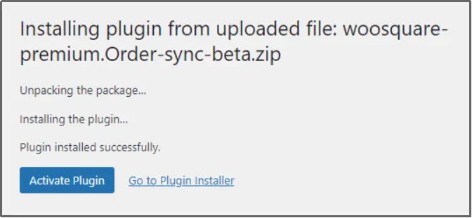 Select the WooSquare Plus ZIP file for upload
