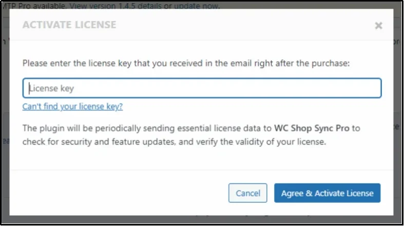 Agree to the terms and activate the plugin license