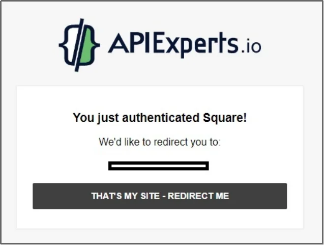 Redirect screen showing return to WooCommerce after Square login