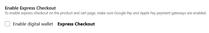 Locate the Express Checkout option in settings