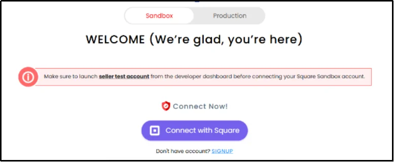 Square sandbox mode selection