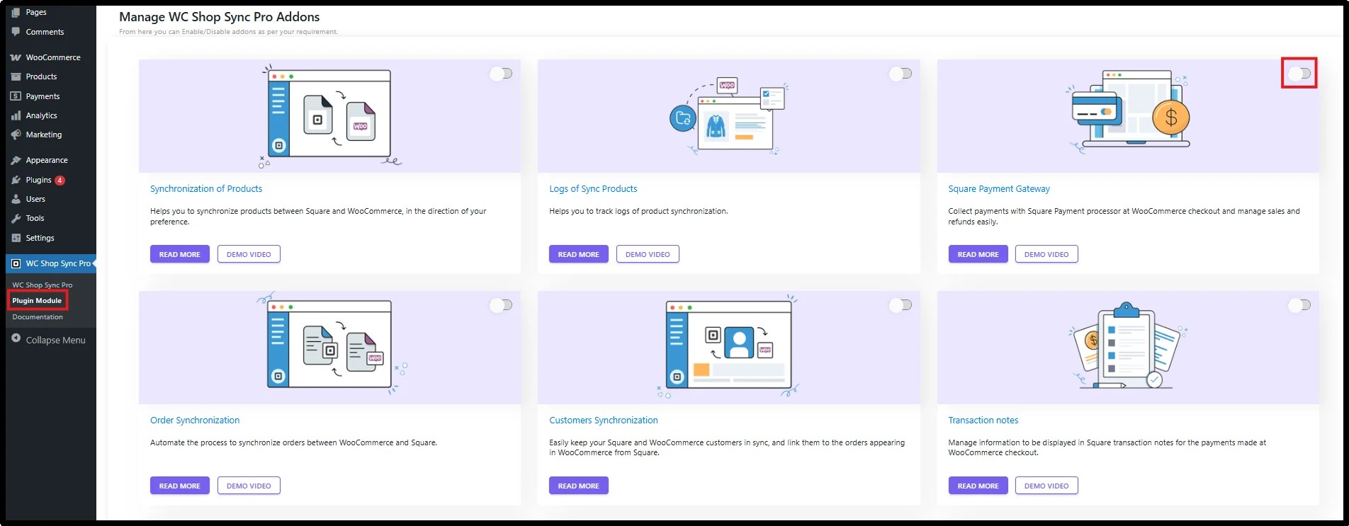 Square payments gateway module