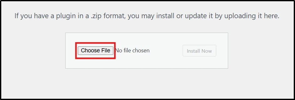 Select downloaded WooCommerce Subscriptions ZIP file in WordPress upload screen