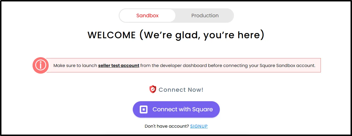 Choose Square sandbox mode for testing WooCommerce subscription payments