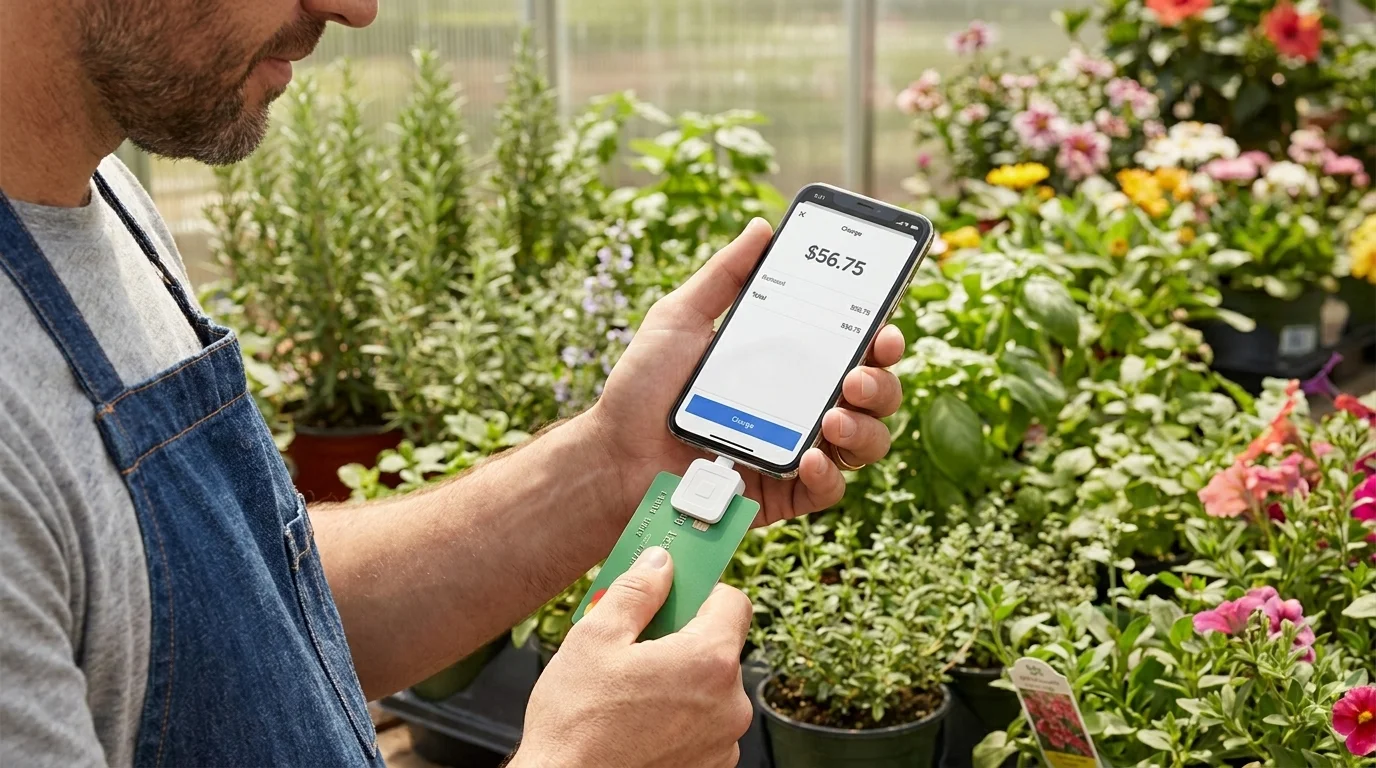 Square POS system dashboard for managing payments, inventory, customers, and sales reporting