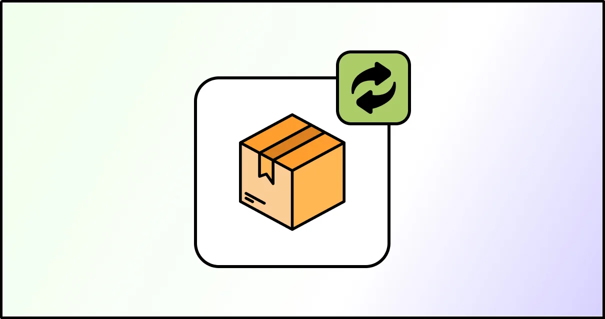 Package icon with sync arrows representing WooCommerce Square order synchronization